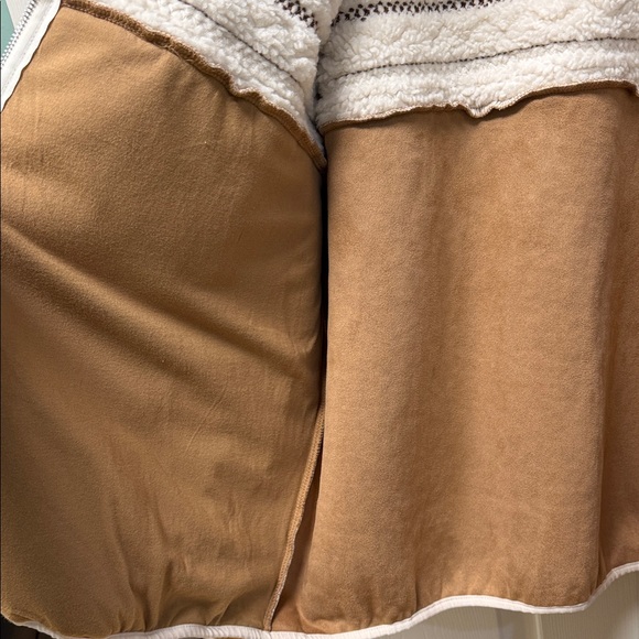 Ugg Brown and Cream Fleece Jacket with Floral Embroidery XL - Picture 7 of 9